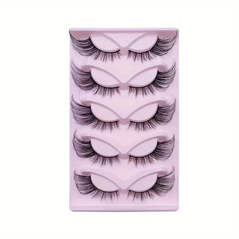 5 Pairs Fox Eye 3D False Eyelashes Natural Look Dramatic Volume