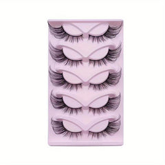 5 Pairs Fox Eye 3D False Eyelashes Natural Look Dramatic Volume