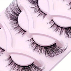 5 Pairs Fox Eye 3D False Eyelashes Natural Look Dramatic Volume