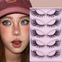 5 Pairs Fox Eye 3D False Eyelashes Natural Look Dramatic Volume