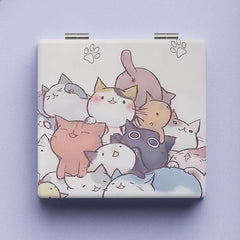 Cat Portable Makeup Mirror Double Sided Pocket Size Travel Vanity Mirror