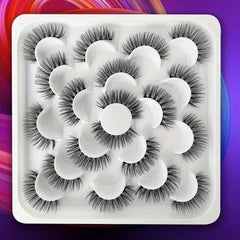 10 Pairs Fluffy False Eyelashes Natural Lightweight Lashes for Big Eye Makeup