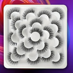 10 Pairs Fluffy False Eyelashes Natural Lightweight Lashes for Big Eye Makeup