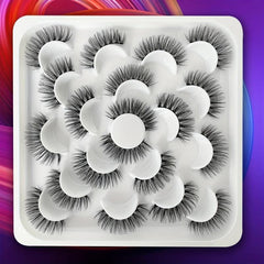 10 Pairs Fluffy False Eyelashes Natural Lightweight Lashes for Big Eye Makeup
