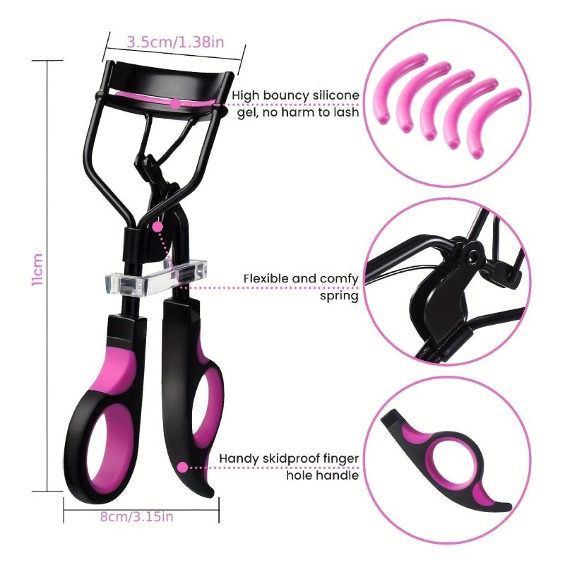 5 in 1 Eyelash Curler Kit with Lash Curler, Brush, Tweezers, Brush/Comb, Pads