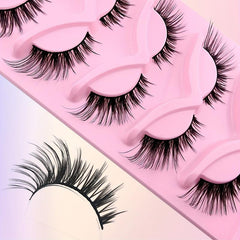 5 Pairs Cat Eye Angel Wings Fluffy Faux Mink False Eyelashes