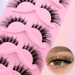 5 Pairs Cat Eye Angel Wings Fluffy Faux Mink False Eyelashes
