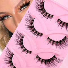 5 Pairs Cat Eye Angel Wings Fluffy Faux Mink False Eyelashes