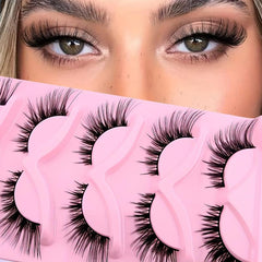 5 Pairs Cat Eye Angel Wings Fluffy Faux Mink False Eyelashes
