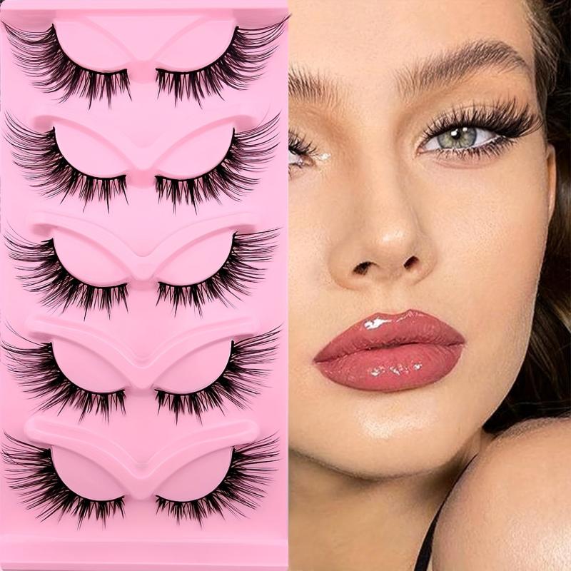 5 Pairs Cat Eye Angel Wings Fluffy Faux Mink False Eyelashes