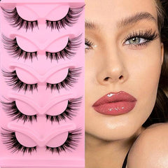 5 Pairs Cat Eye Angel Wings Fluffy Faux Mink False Eyelashes