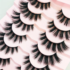 7 Pairs Faux Mink False Eyelashes Natural Look Curling Volume Lashes