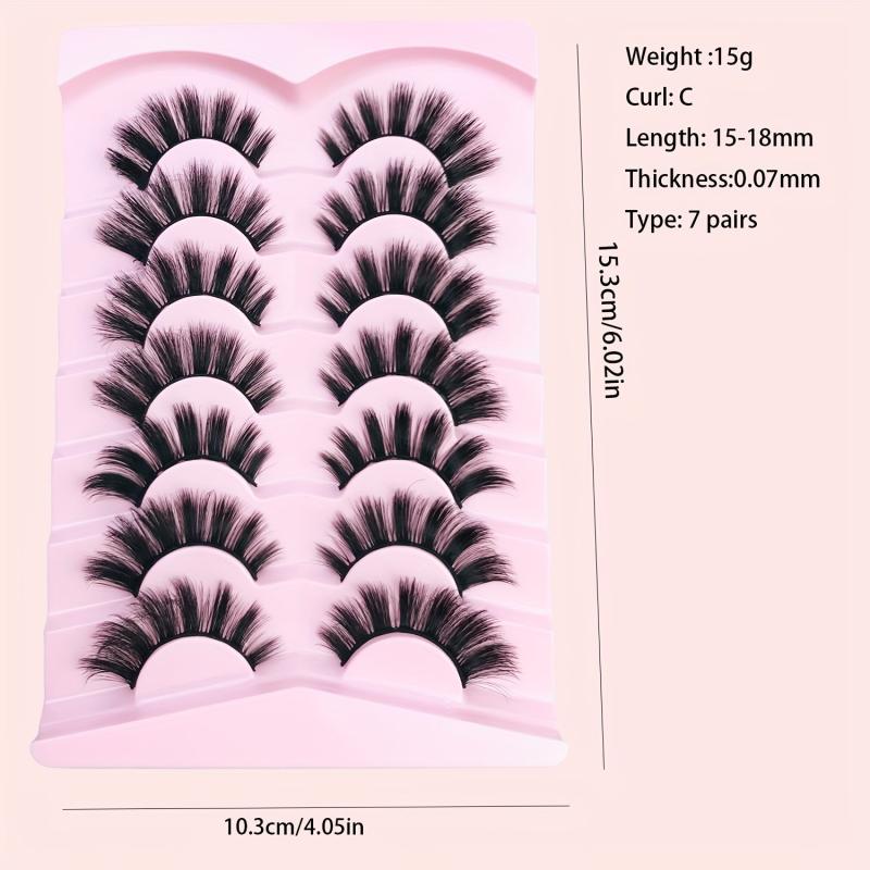 7 Pairs Faux Mink False Eyelashes Natural Look Curling Volume Lashes
