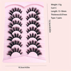 7 Pairs Faux Mink False Eyelashes Natural Look Curling Volume Lashes