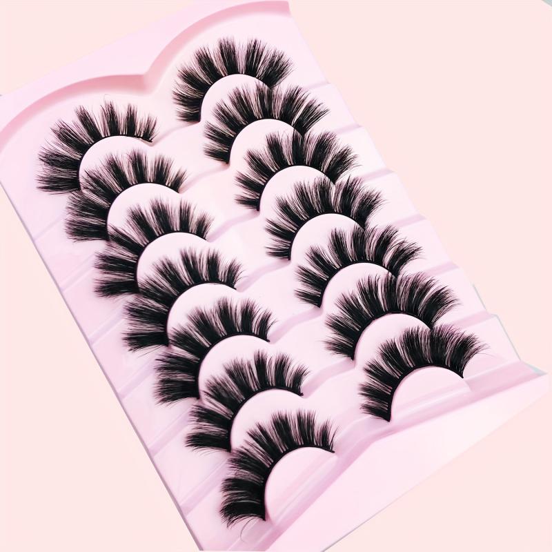 7 Pairs Faux Mink False Eyelashes Natural Look Curling Volume Lashes