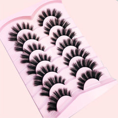7 Pairs Faux Mink False Eyelashes Natural Look Curling Volume Lashes