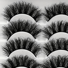 5 Pairs Cross Mink Hair False Eyelashes Dense Layered Fried Hair Models