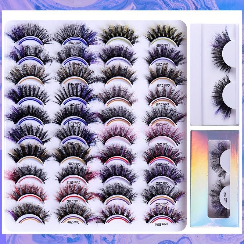 Colored Lashes Faux Mink False Eyelashes Fluffy Volume Curly Lashes