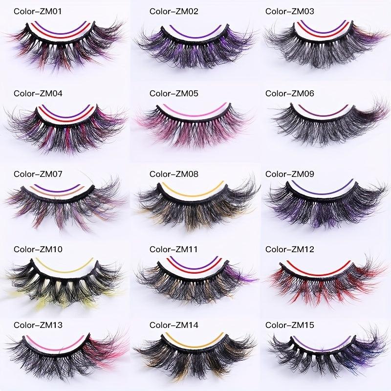 Colored Lashes Faux Mink False Eyelashes Fluffy Volume Curly Lashes