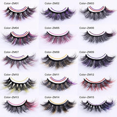 Colored Lashes Faux Mink False Eyelashes Fluffy Volume Curly Lashes