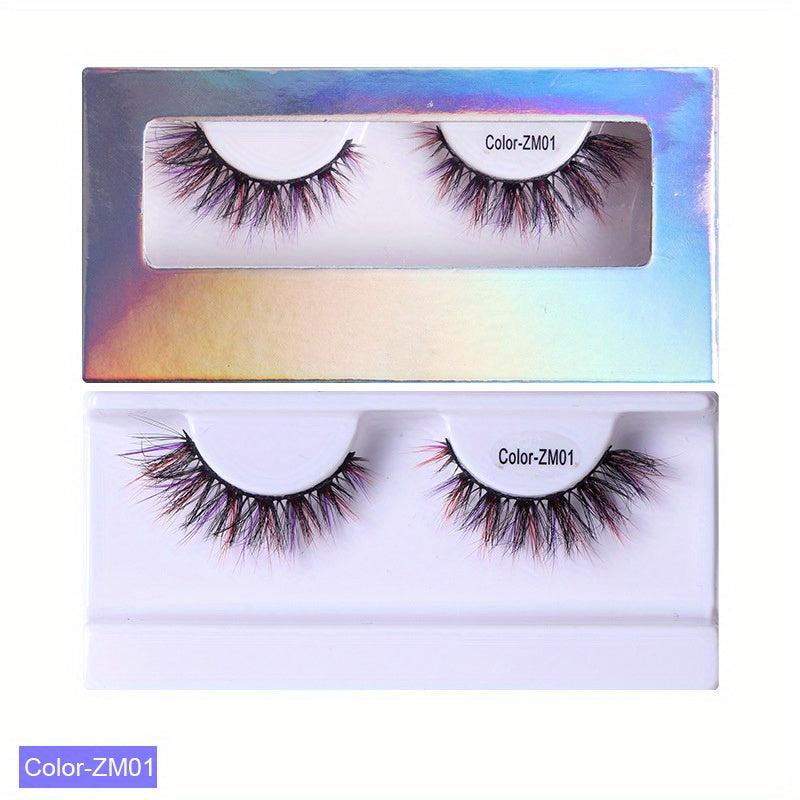 Colored Lashes Faux Mink False Eyelashes Fluffy Volume Curly Lashes