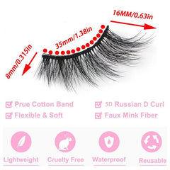 7 Pairs False Eyelashes With Sequin Natural Look Fluffy Soft Wispy