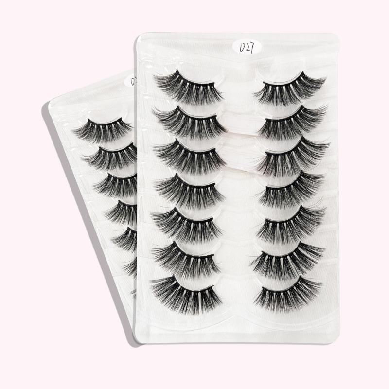 7 Pair False Eyelashes Thick Slender Lashes Big Eye Makeup Curling