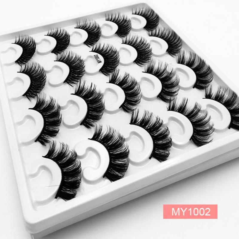 8D Faux Mink False Eyelashes Natural Curling Thick 10 Pairs Layers Lashes