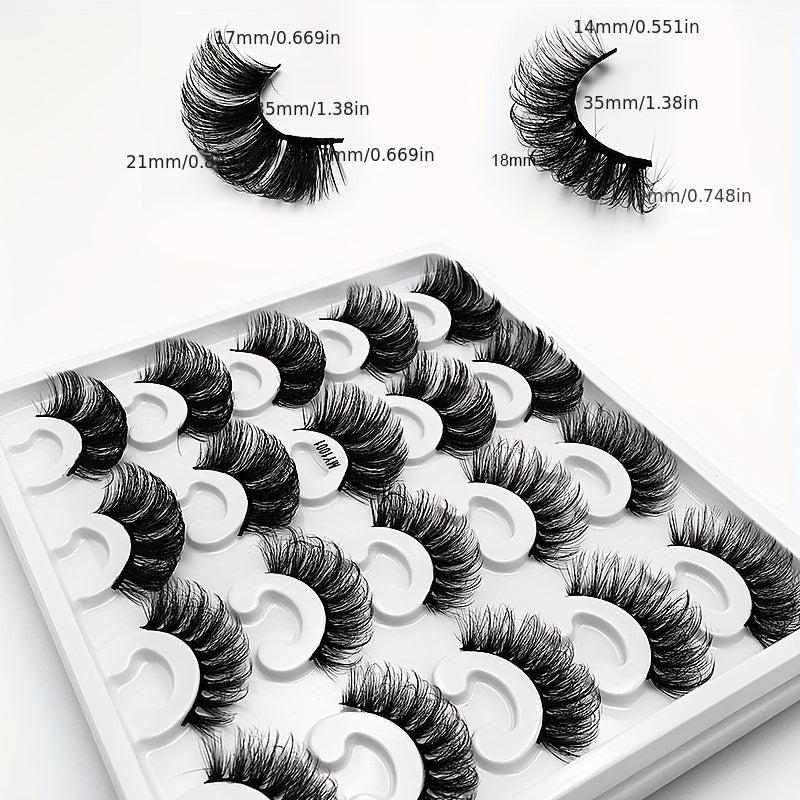 8D Faux Mink False Eyelashes Natural Curling Thick 10 Pairs Layers Lashes