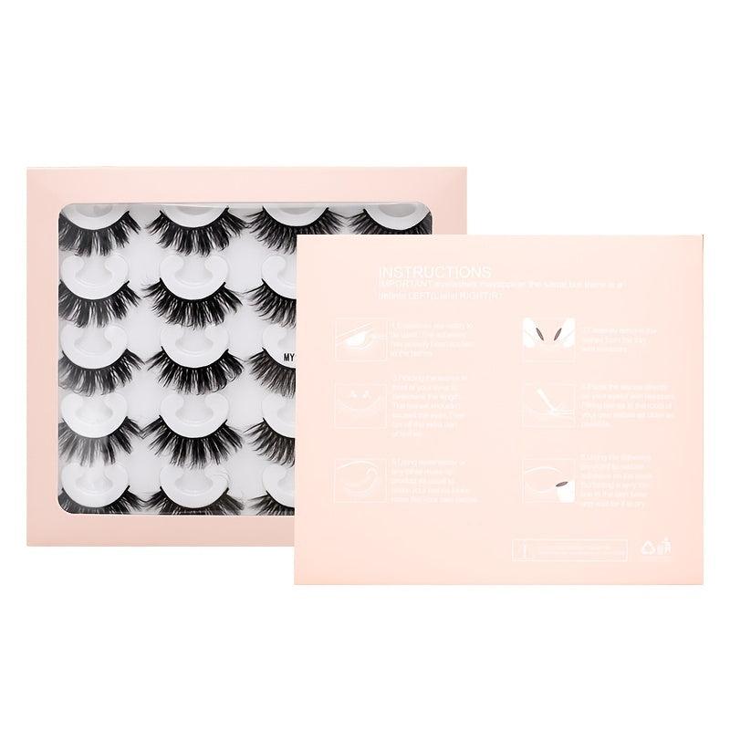 8D Faux Mink False Eyelashes Natural Curling Thick 10 Pairs Layers Lashes