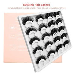 8D Faux Mink False Eyelashes Natural Curling Thick 10 Pairs Layers Lashes