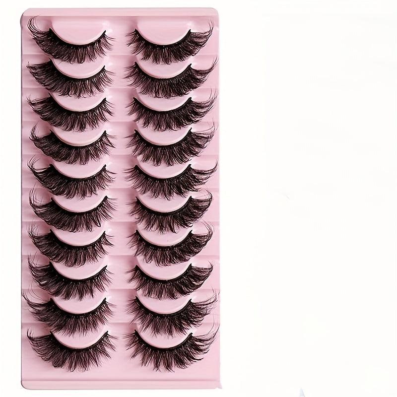 10 Pairs Fox Eye Lashes Layer Thick Volume Faux Mink Lashes 8D Cat Eye Lashes
