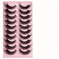 10 Pairs Fox Eye Lashes Layer Thick Volume Faux Mink Lashes 8D Cat Eye Lashes