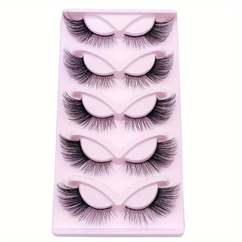 5 Pairs Fluffy False Eyealshes Fox Cat Eye Lashes Winged False Eyelashes
