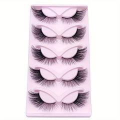 5 Pairs Fluffy False Eyealshes Fox Cat Eye Lashes Winged False Eyelashes