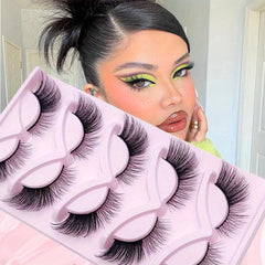 5 Pairs Fluffy False Eyealshes Fox Cat Eye Lashes Winged False Eyelashes
