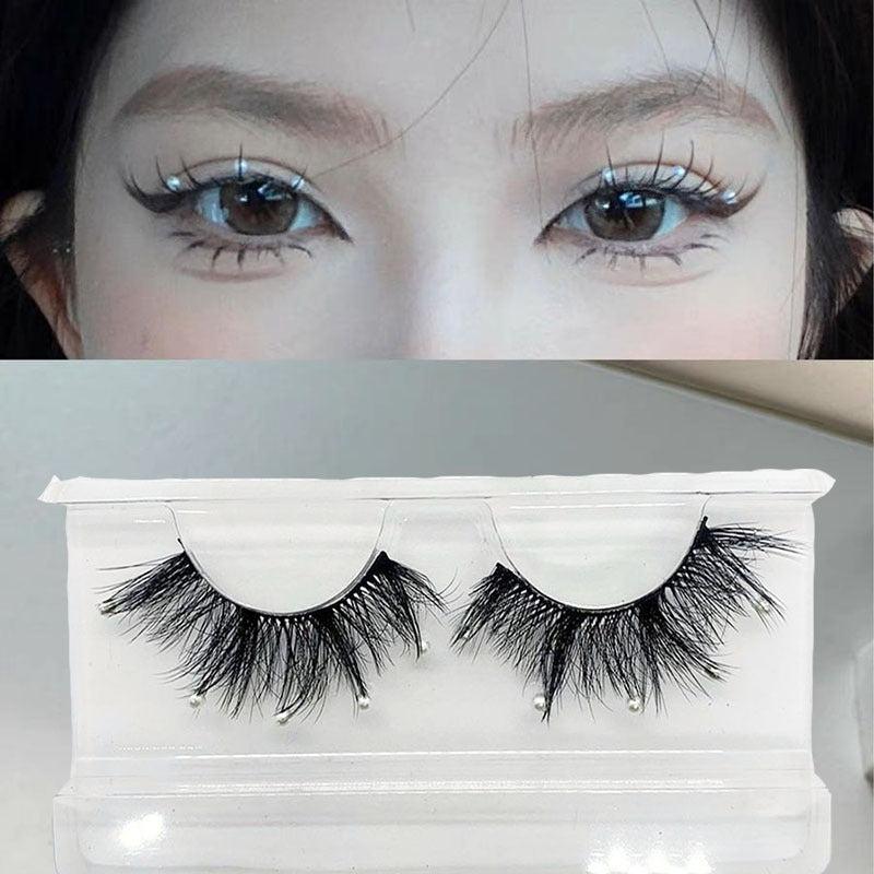 Faux Pearl Sequin Eyelashes Y2K Style