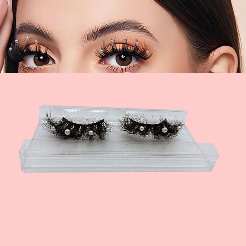 Faux Pearl Sequin Eyelashes Y2K Style