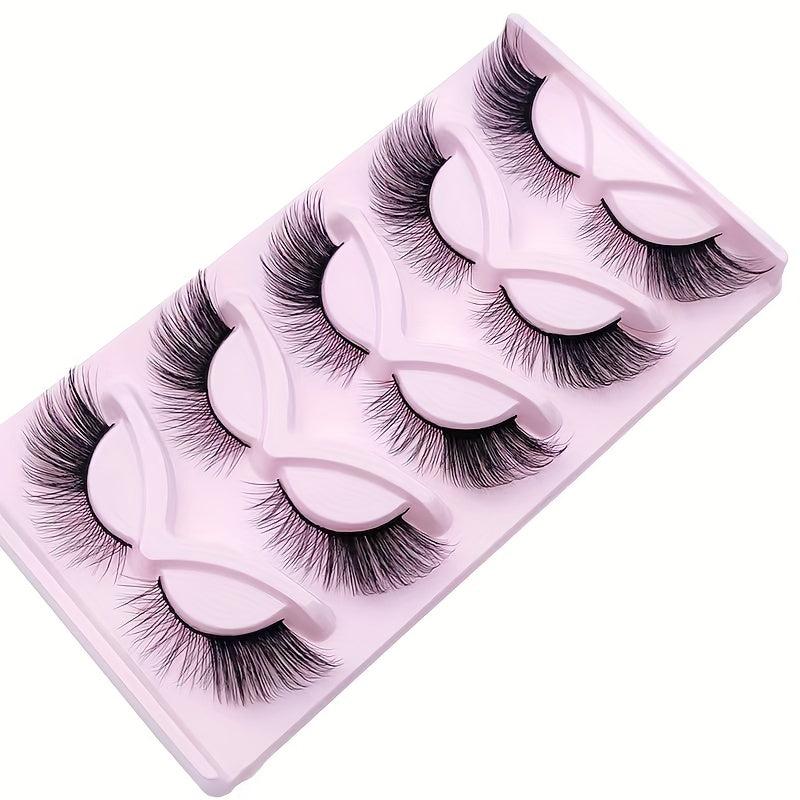 5 Pairs Cat Eye Lashes Winged Wispy Natural False Eyelashes