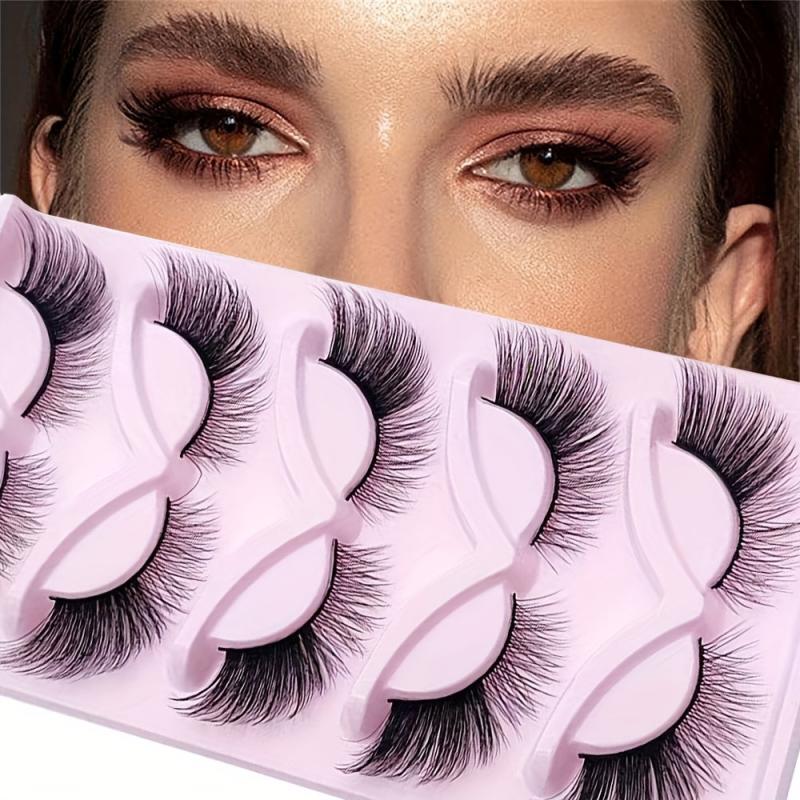 5 Pairs Cat Eye Lashes Winged Wispy Natural False Eyelashes