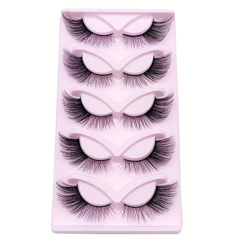 5 Pairs Cat Eye Lashes Winged Wispy Natural False Eyelashes
