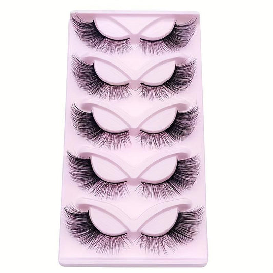 5 Pairs Cat Eye Lashes Winged Wispy Natural False Eyelashes