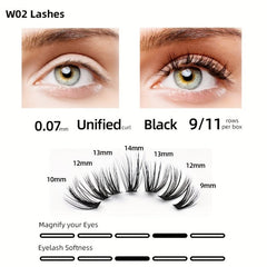 40P DIY Cluster Eyelash Extension Dovetail 0.07mm D Curling Mix 9-14mm