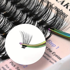 40P DIY Cluster Eyelash Extension Dovetail 0.07mm D Curling Mix 9-14mm