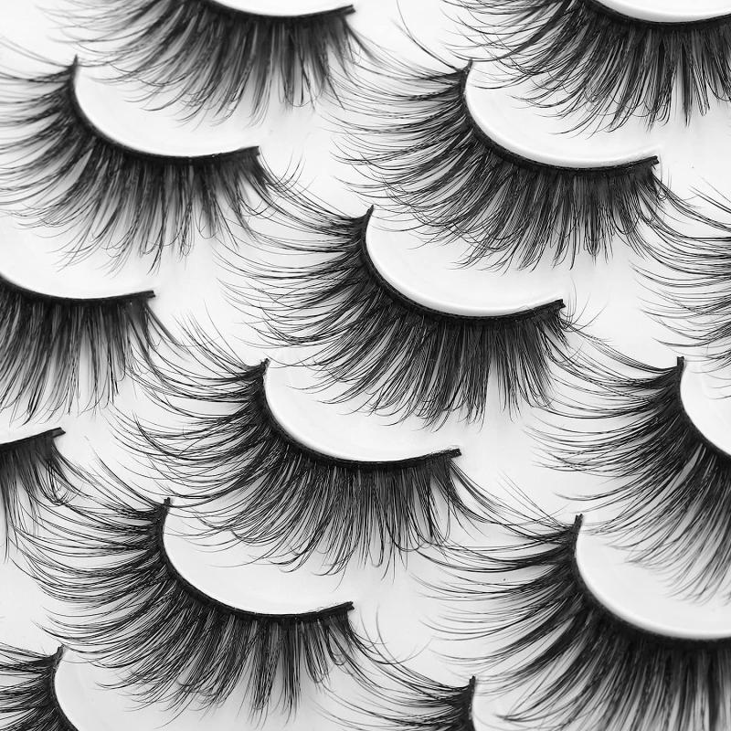 18mm Faux 3D Mink Lashes Natural Look Fluffy Cat Eye Wispy Lashes 14 Pairs