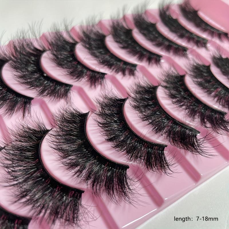10 Pairs Faux Mink Hair False Eyelashes Natural Curling Thick 3D Realistic