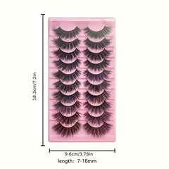10 Pairs Faux Mink Hair False Eyelashes Natural Curling Thick 3D Realistic
