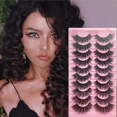 10 Pairs Faux Mink Hair False Eyelashes Natural Curling Thick 3D Realistic