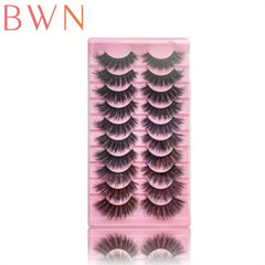 10 Pairs Faux Mink Hair False Eyelashes Natural Curling Thick 3D Realistic