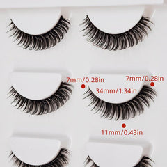 3 Pairs 3D False Eyelashes DD Curl Natural Wispy Soft Strip Volume Faux Mink